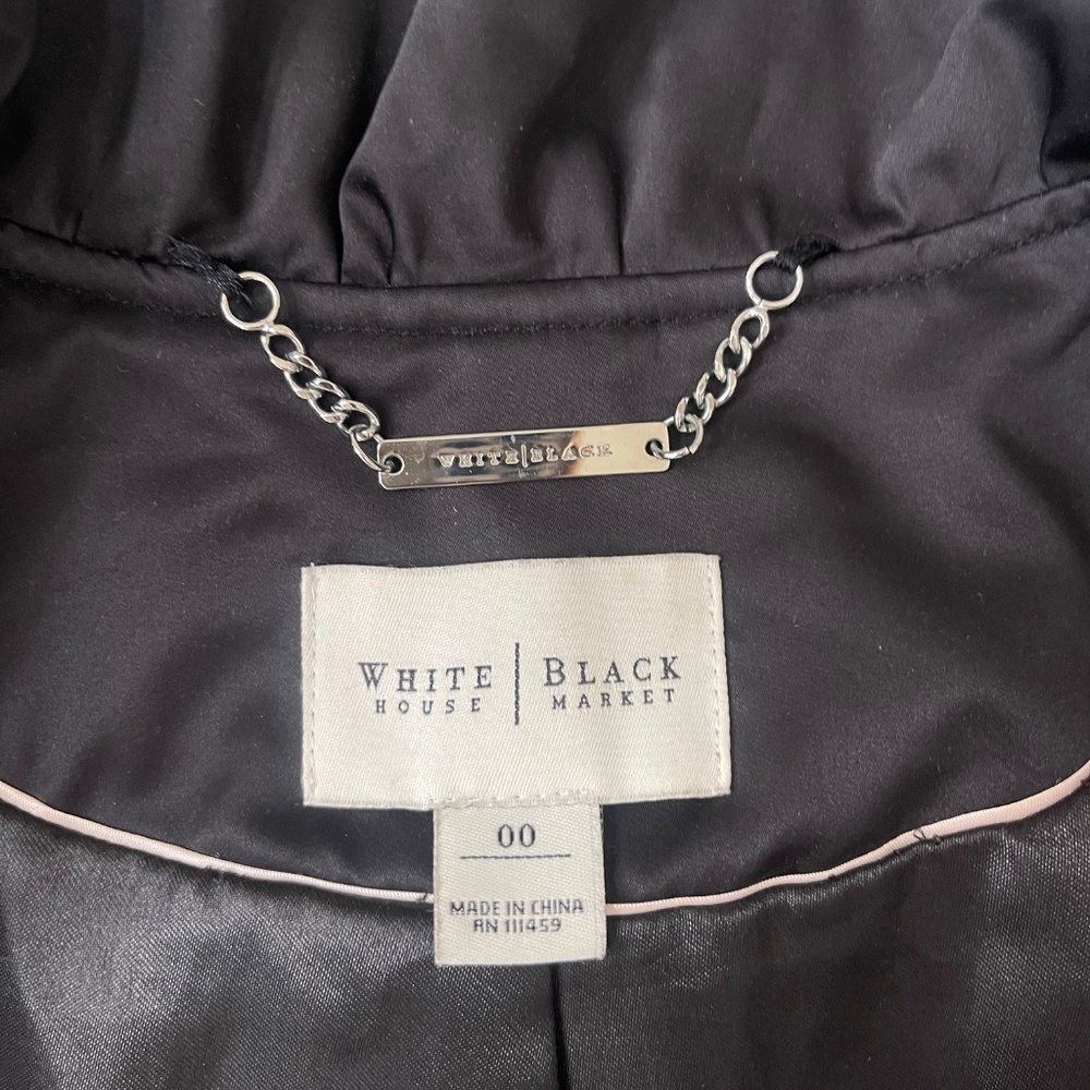 White House Black Market Black Trench Coat Size 00 - Picture 15 of 16
